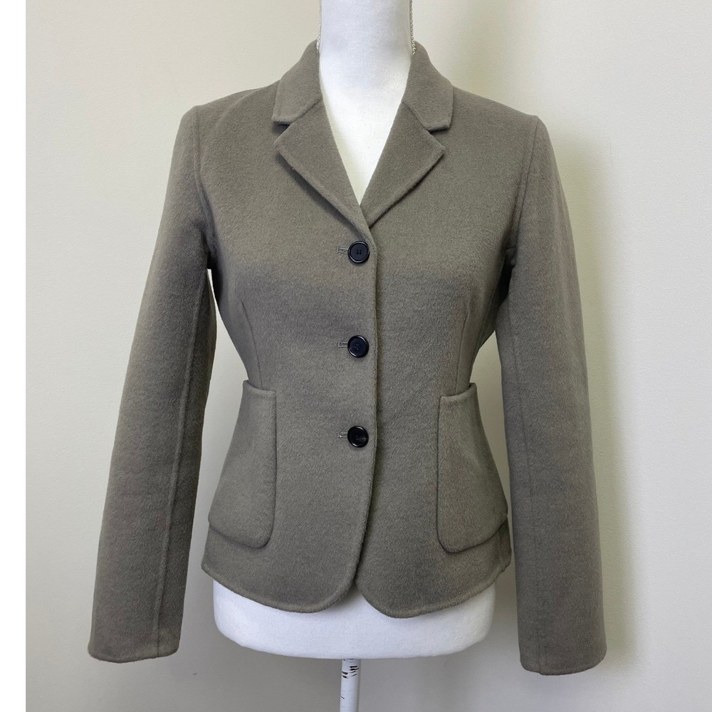Zara Double Faced Wool Blend Blazer Jacket S Taupe Brown Business Casual